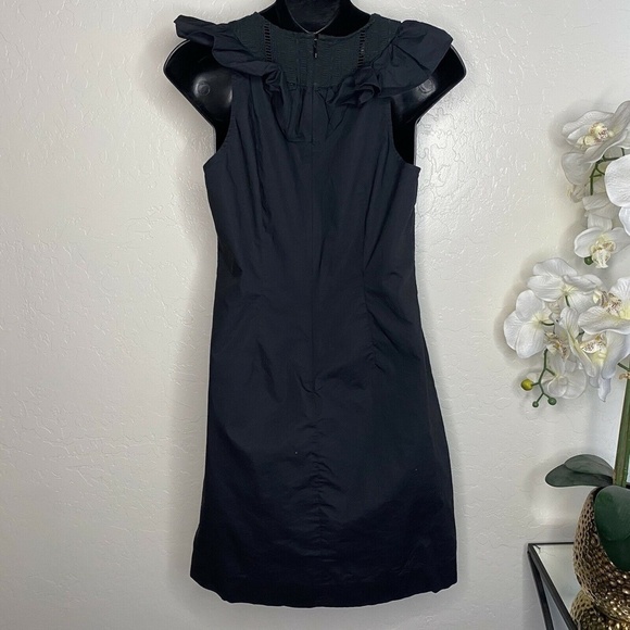J. Crew Womens Black Ruffle Neck Shift Dress Size 2 - Picture 4 of 4